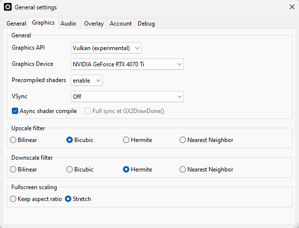 General Graphics Settings